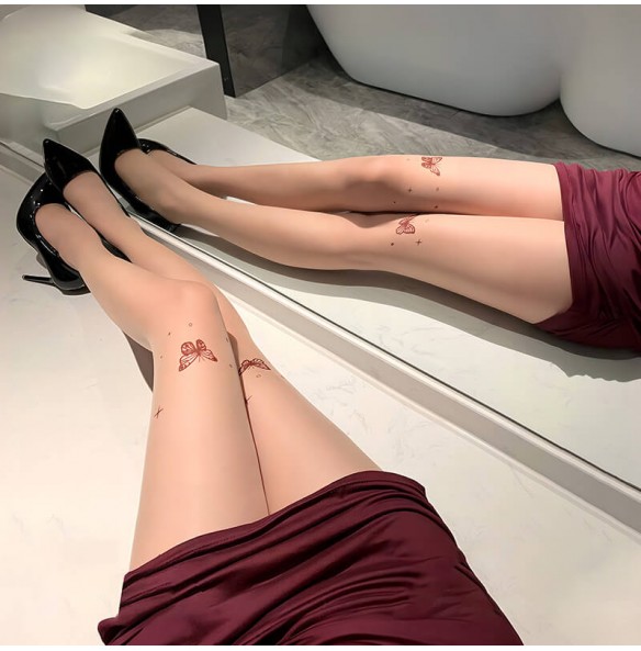 FEE ET MOI - Butterfly Print Open-Crotch Pantyhose (Skin Color) FEE ET MOI - Butterfly Print Open-Crotch Pantyhose (Skin Color)